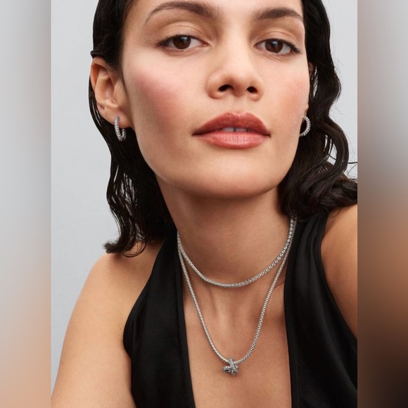 New- Pandora Sterling Silver Tennis Choker Necklace - Picture 3 of 11